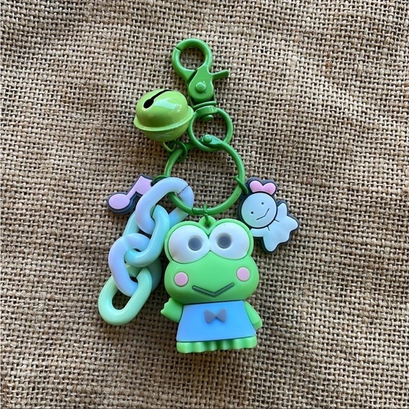Hello Kitty Other - Hello kitty & Friend Keroppi Key Rink Key Fob Bell Charm 3 D  Sanrio New
